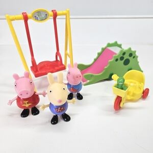 Peppa Pig Dino Park Figures and Playset George Rebecca Slide Swing Playground